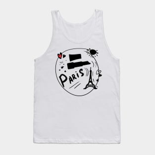 Black drawing with a red heart. Stylish print on the theme of Paris. Tank Top